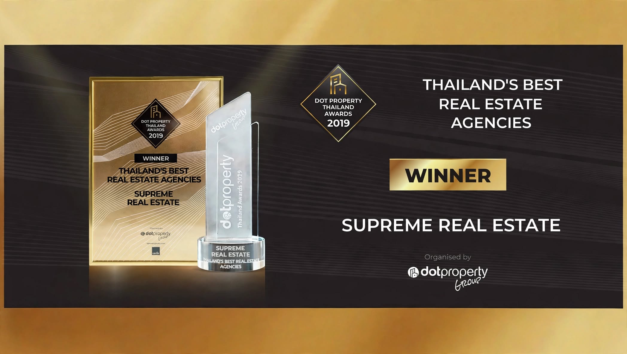 Supreme Real Estate is awarded Thailand’s best real estate agency 2019.