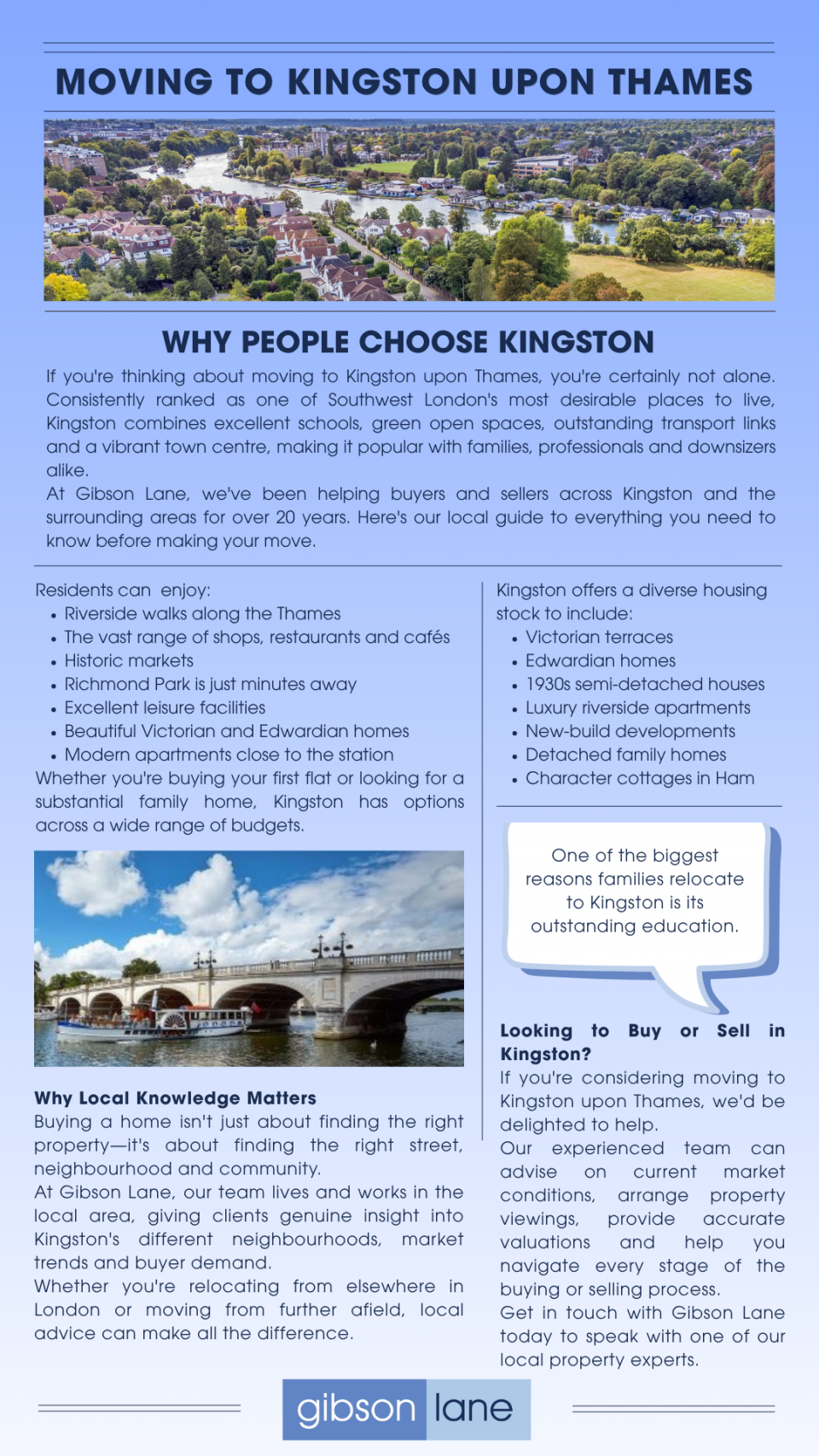 Discover schools, transport, house prices, lifestyle and expert local advice from Gibson Lane Estate Agents.